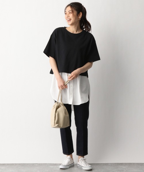 GLOBAL WORK（グローバルワーク）の「2SETレイヤードT半袖/942533（Tシャツ/カットソー・レディース・ブラック/ブラウン/アイボリー・FREE）」の8枚目の写真