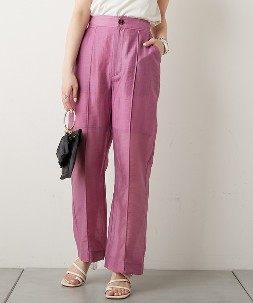 Chico（チコ）の「シアーセンタータックストレートロングパンツ（スラックス・レディース・ホワイト/ミント/ライム/ローズ/ピンク・FREE）」の5枚目の写真