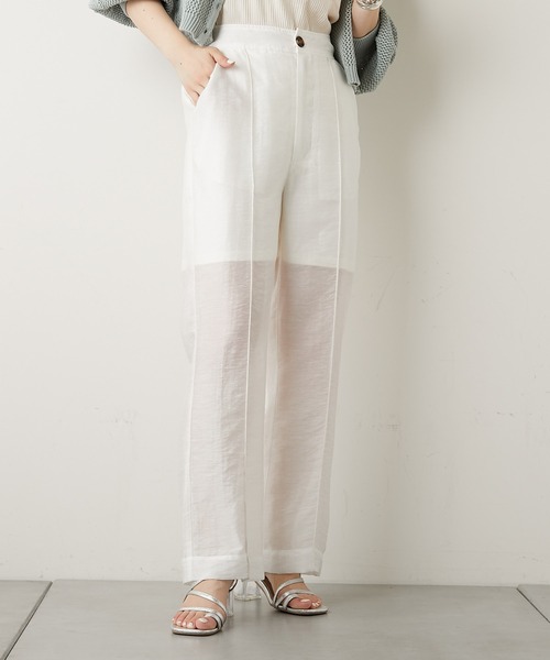 Chico（チコ）の「シアーセンタータックストレートロングパンツ（スラックス・レディース・ホワイト/ミント/ライム/ローズ/ピンク・FREE）」の2枚目の写真