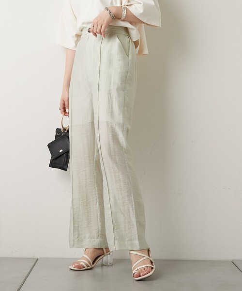 Chico（チコ）の「シアーセンタータックストレートロングパンツ（スラックス・レディース・ホワイト/ミント/ライム/ローズ/ピンク・FREE）」の3枚目の写真