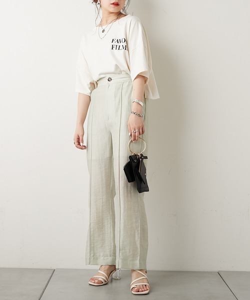 Chico（チコ）の「シアーセンタータックストレートロングパンツ（スラックス・レディース・ホワイト/ミント/ライム/ローズ/ピンク・FREE）」の15枚目の写真