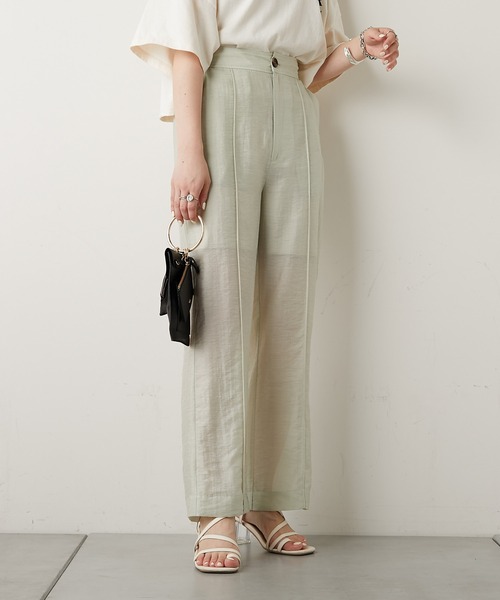 Chico（チコ）の「シアーセンタータックストレートロングパンツ（スラックス・レディース・ホワイト/ミント/ライム/ローズ/ピンク・FREE）」の18枚目の写真