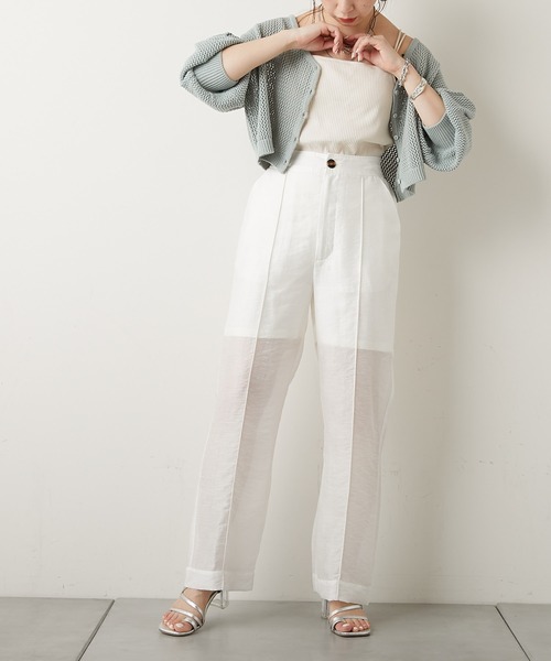 Chico（チコ）の「シアーセンタータックストレートロングパンツ（スラックス・レディース・ホワイト/ミント/ライム/ローズ/ピンク・FREE）」の21枚目の写真