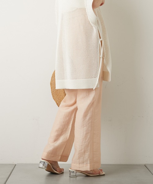 Chico（チコ）の「シアーセンタータックストレートロングパンツ（スラックス・レディース・ホワイト/ミント/ライム/ローズ/ピンク・FREE）」の6枚目の写真