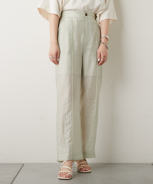 Chico（チコ）の「シアーセンタータックストレートロングパンツ（スラックス・レディース・ホワイト/ミント/ライム/ローズ/ピンク・FREE）」の7枚目の写真