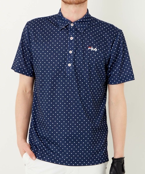 FILA GOLF(フィラゴルフ )の「【FILA:フィラゴルフ】半袖ポロシャツ / ゴルフウェア(ポロシャツ・メンズ・ネイビー/ホワイト/サックスブルー・X-LARGE/LARGE/MEDIUM/XX-LARGE)」の1枚目の写真