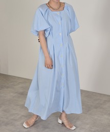 w closet | パフスリーブギンガムフレア半袖ワンピース(ワンピース)