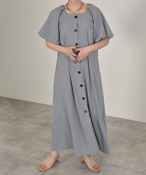 w closet（ダブルクローゼット）の「パフスリーブギンガムフレア半袖