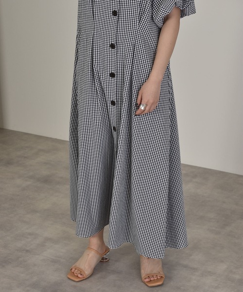 w closet（ダブルクローゼット）の「パフスリーブギンガムフレア半袖ワンピース（ワンピース・レディース・ブラック/サックスブルー/ピンク・FREE）」の18枚目の写真