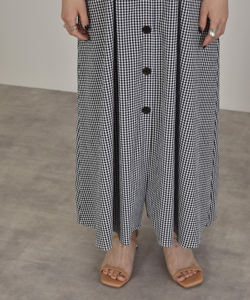 w closet（ダブルクローゼット）の「パフスリーブギンガムフレア半袖ワンピース（ワンピース・レディース・ブラック/サックスブルー/ピンク・FREE）」の22枚目の写真