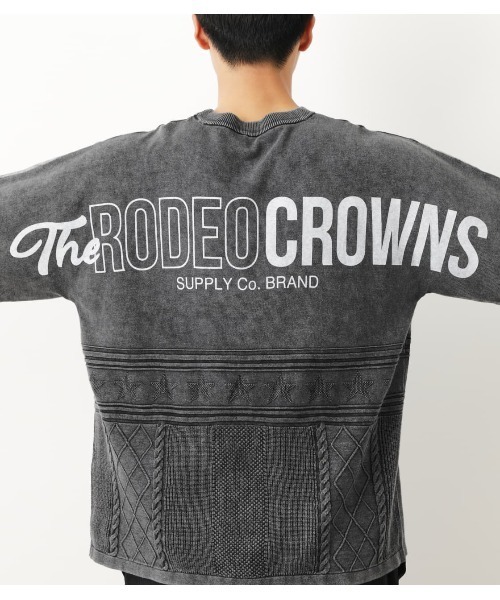 メンズドッキングパターンニットトップス ニット セーター Rodeo Crowns Rodeo Wide Bowl ロデオクラウンズ ワイドボウル のファッション
