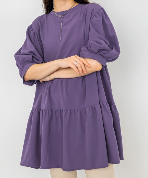 w closet（ダブルクローゼット）の「2WAYティアードチュニック（チュニック・レディース・パープル/オフホワイト/ピンク系その他/スミクロ/テラコッタ/モスグリーン・FREE）」の6枚目の写真