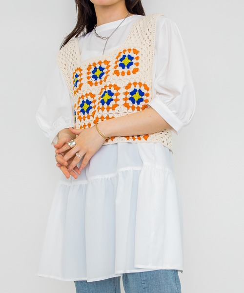 w closet（ダブルクローゼット）の「2WAYティアードチュニック（チュニック・レディース・パープル/オフホワイト/ピンク系その他/スミクロ/テラコッタ/モスグリーン・FREE）」の2枚目の写真