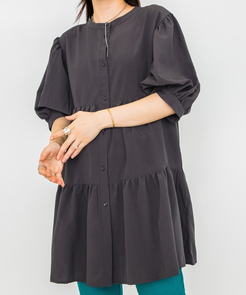 w closet（ダブルクローゼット）の「2WAYティアードチュニック（チュニック・レディース・パープル/オフホワイト/ピンク系その他/スミクロ/テラコッタ/モスグリーン・FREE）」の3枚目の写真