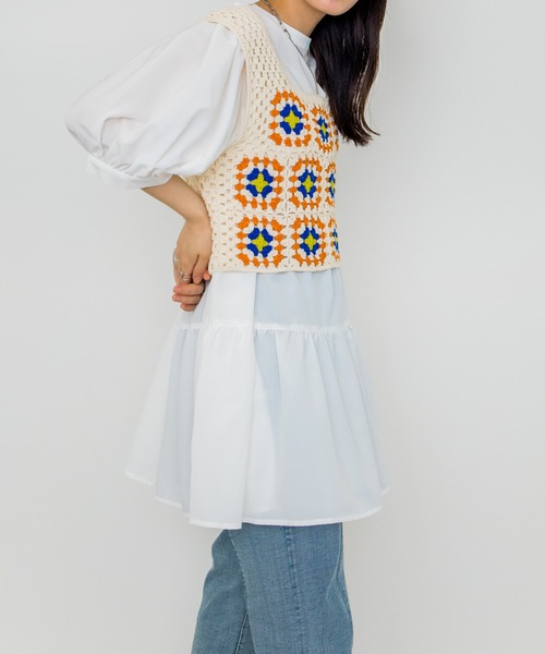 w closet（ダブルクローゼット）の「2WAYティアードチュニック（チュニック・レディース・パープル/オフホワイト/ピンク系その他/スミクロ/テラコッタ/モスグリーン・FREE）」の8枚目の写真