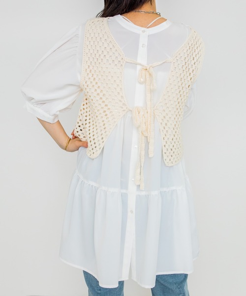 w closet（ダブルクローゼット）の「2WAYティアードチュニック（チュニック・レディース・パープル/オフホワイト/ピンク系その他/スミクロ/テラコッタ/モスグリーン・FREE）」の9枚目の写真