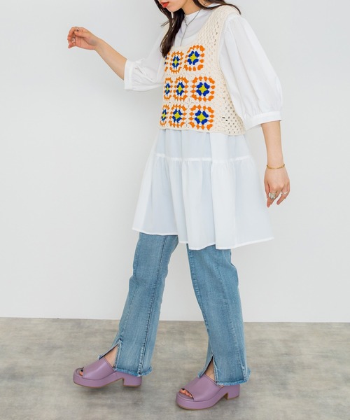 w closet（ダブルクローゼット）の「2WAYティアードチュニック（チュニック・レディース・パープル/オフホワイト/ピンク系その他/スミクロ/テラコッタ/モスグリーン・FREE）」の10枚目の写真