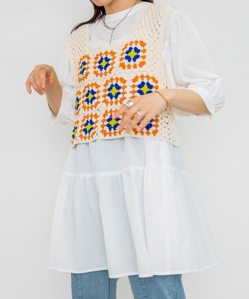 w closet（ダブルクローゼット）の「2WAYティアードチュニック（チュニック・レディース・パープル/オフホワイト/ピンク系その他/スミクロ/テラコッタ/モスグリーン・FREE）」の12枚目の写真