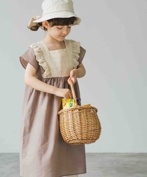 pairmanon | 肩レース フリル コットン ノースリーブ ワンピース 無地 ガールズ(ワンピース)