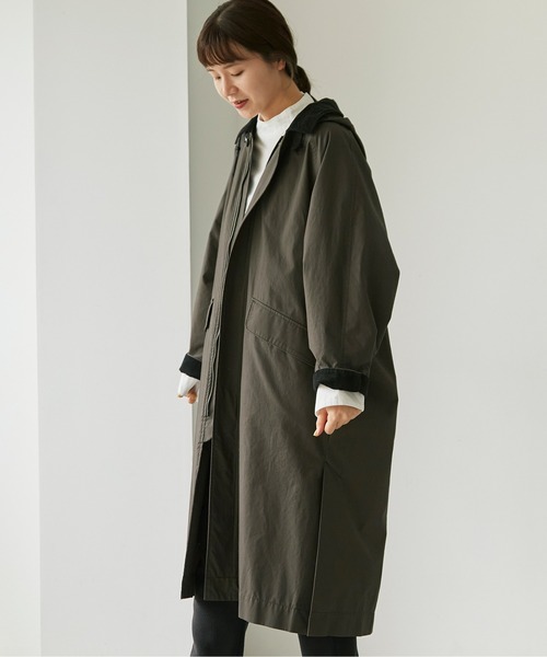 note et silence （ノートエシロンス）の「馬布ピーチオイル ドルマンコート（ステンカラーコート・レディース・ダークブラウン/ライトベージュ・FREE）」の9枚目の写真