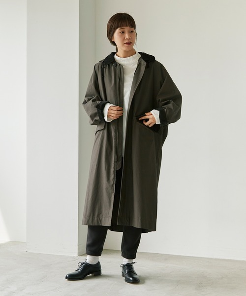 note et silence （ノートエシロンス）の「馬布ピーチオイル ドルマンコート（ステンカラーコート・レディース・ダークブラウン/ライトベージュ・FREE）」の15枚目の写真