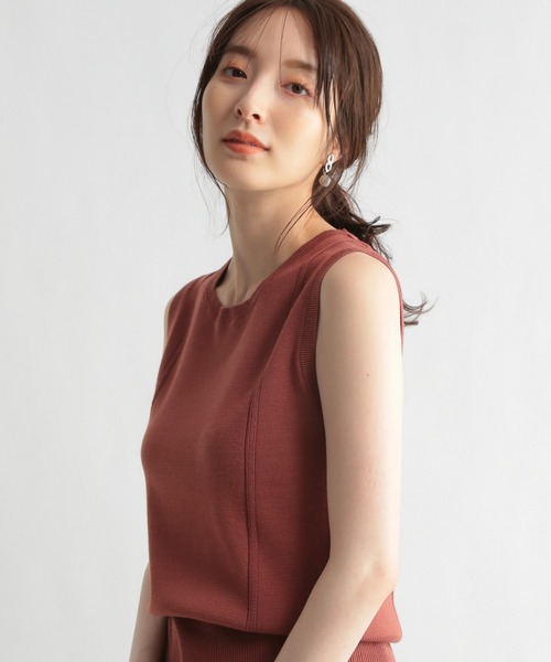 Andemiu（アンデミュウ）の「ラインキリカエノースリーブニット957091（ニット/セーター・レディース・ブラック/ピンク/アイボリー・FREE）」の3枚目の写真