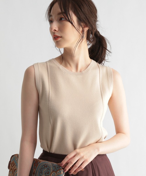 Andemiu（アンデミュウ）の「ラインキリカエノースリーブニット957091（ニット/セーター・レディース・ブラック/ピンク/アイボリー・FREE）」の2枚目の写真