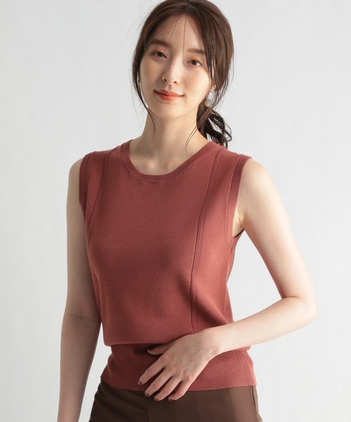 Andemiu（アンデミュウ）の「ラインキリカエノースリーブニット957091（ニット/セーター・レディース・ブラック/ピンク/アイボリー・FREE）」の20枚目の写真