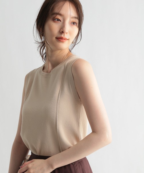 Andemiu（アンデミュウ）の「ラインキリカエノースリーブニット957091（ニット/セーター・レディース・ブラック/ピンク/アイボリー・FREE）」の12枚目の写真