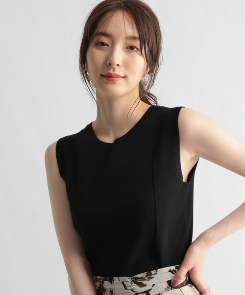 Andemiu（アンデミュウ）の「ラインキリカエノースリーブニット957091（ニット/セーター・レディース・ブラック/ピンク/アイボリー・FREE）」の10枚目の写真