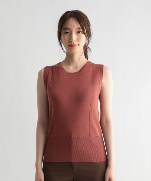 Andemiu（アンデミュウ）の「ラインキリカエノースリーブニット957091（ニット/セーター・レディース・ブラック/ピンク/アイボリー・FREE）」の15枚目の写真