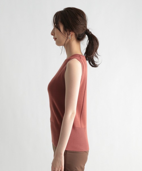 Andemiu（アンデミュウ）の「ラインキリカエノースリーブニット957091（ニット/セーター・レディース・ブラック/ピンク/アイボリー・FREE）」の18枚目の写真