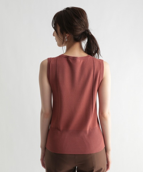 Andemiu（アンデミュウ）の「ラインキリカエノースリーブニット957091（ニット/セーター・レディース・ブラック/ピンク/アイボリー・FREE）」の13枚目の写真