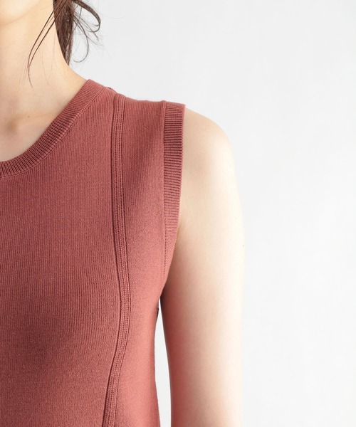 Andemiu（アンデミュウ）の「ラインキリカエノースリーブニット957091（ニット/セーター・レディース・ブラック/ピンク/アイボリー・FREE）」の11枚目の写真