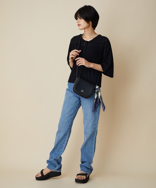 MADEMOISELLE ROPE'（マドモアゼル ロペ）の「【2WAY】セーラーカラーレース編みサマーニットカーディガン（カーディガン/ボレロ・レディース・ブラック/パープル・38）」の16枚目の写真