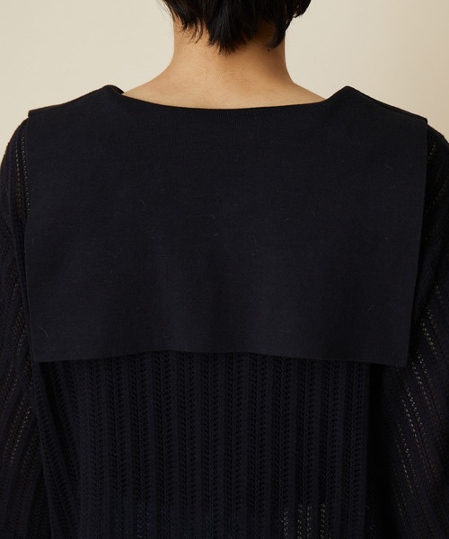 MADEMOISELLE ROPE'（マドモアゼル ロペ）の「【2WAY】セーラーカラーレース編みサマーニットカーディガン（カーディガン/ボレロ・レディース・ブラック/パープル・38）」の9枚目の写真