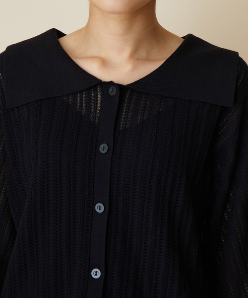 MADEMOISELLE ROPE'（マドモアゼル ロペ）の「【2WAY】セーラーカラーレース編みサマーニットカーディガン（カーディガン/ボレロ・レディース・ブラック/パープル・38）」の13枚目の写真