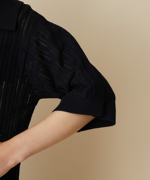 MADEMOISELLE ROPE'（マドモアゼル ロペ）の「【2WAY】セーラーカラーレース編みサマーニットカーディガン（カーディガン/ボレロ・レディース・ブラック/パープル・38）」の15枚目の写真