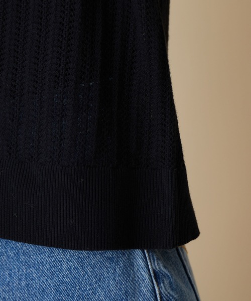 MADEMOISELLE ROPE'（マドモアゼル ロペ）の「【2WAY】セーラーカラーレース編みサマーニットカーディガン（カーディガン/ボレロ・レディース・ブラック/パープル・38）」の17枚目の写真