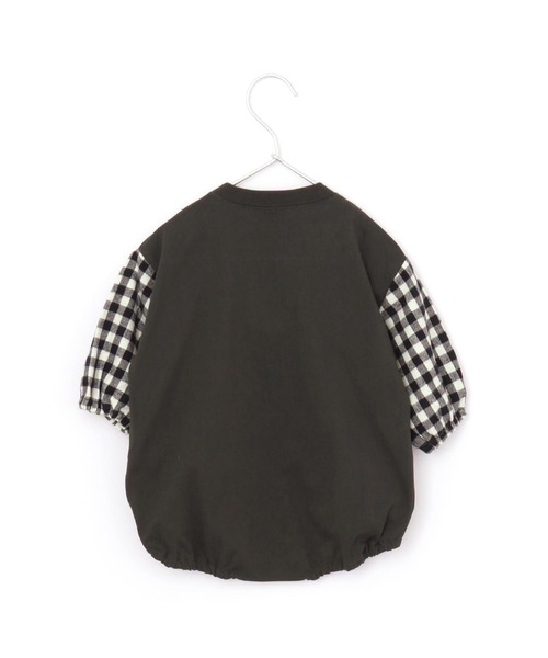 MAKE YOUR DAY（メイクユアデイ）の「袖チェック切替ロンパース■70.80cm（ロンパース・キッズ・ベージュ/チャコールグレー・70/80）」の10枚目の写真