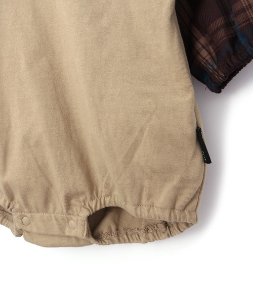 MAKE YOUR DAY（メイクユアデイ）の「袖チェック切替ロンパース■70.80cm（ロンパース・キッズ・ベージュ/チャコールグレー・70/80）」の13枚目の写真