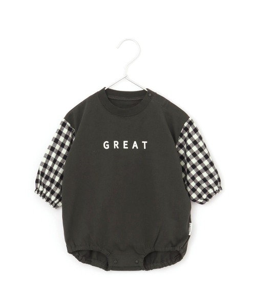 MAKE YOUR DAY（メイクユアデイ）の「袖チェック切替ロンパース■70.80cm（ロンパース・キッズ・ベージュ/チャコールグレー・70/80）」の15枚目の写真