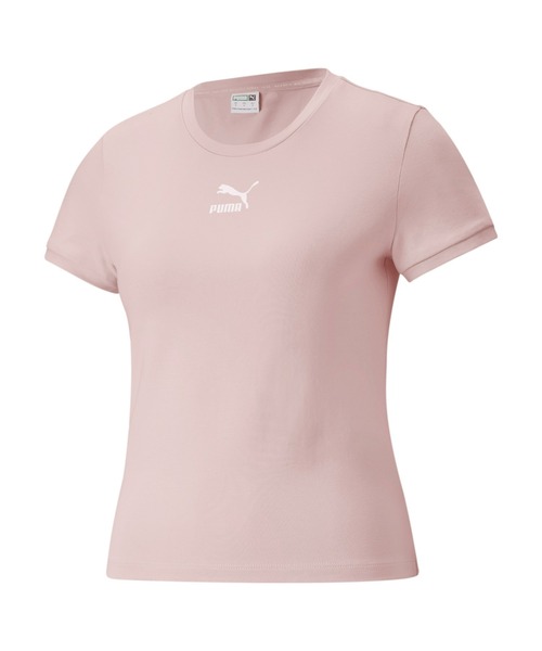 PUMA（プーマ）の「PUMA プーマ CLASSICS フィッティド Tシャツ ウィメンズ（Tシャツ/カットソー・レディース・ライトピンク/ブラック系その他・SMALL/MEDIUM/LARGE/X-SMALL）」の2枚目の写真