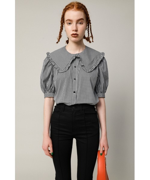 SLY（スライ）の「RUFFLE COLLAR BL/ラッフルカラーブラウス（シャツ/ブラウス・レディース・ホワイト/マルチ/ブラック・FREE）」の8枚目の写真