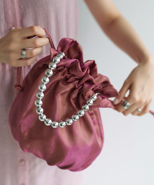 TINA:JOJUN(ティーナジョジュン)の「シアー ポーチバック TINA:JOJUN(ハンドバッグ・レディース・ピンク/チャコール・F)」の3枚目の写真