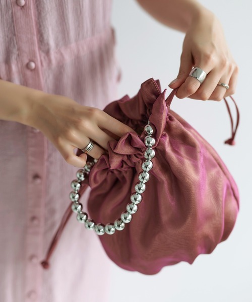 TINA:JOJUN(ティーナジョジュン)の「シアー ポーチバック TINA:JOJUN(ハンドバッグ・レディース・ピンク/チャコール・F)」の12枚目の写真