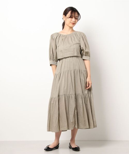 rps（アールピーエス）の「レイヤー風ティアードワンピース（ワンピース・レディース・ブラック/ライトカーキ・M）」の6枚目の写真