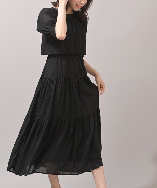 rps（アールピーエス）の「レイヤー風ティアードワンピース（ワンピース・レディース・ブラック/ライトカーキ・M）」の10枚目の写真