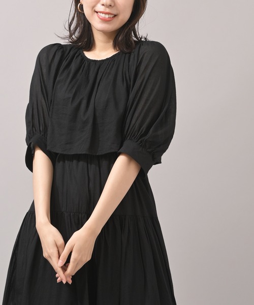 rps（アールピーエス）の「レイヤー風ティアードワンピース（ワンピース・レディース・ブラック/ライトカーキ・M）」の7枚目の写真
