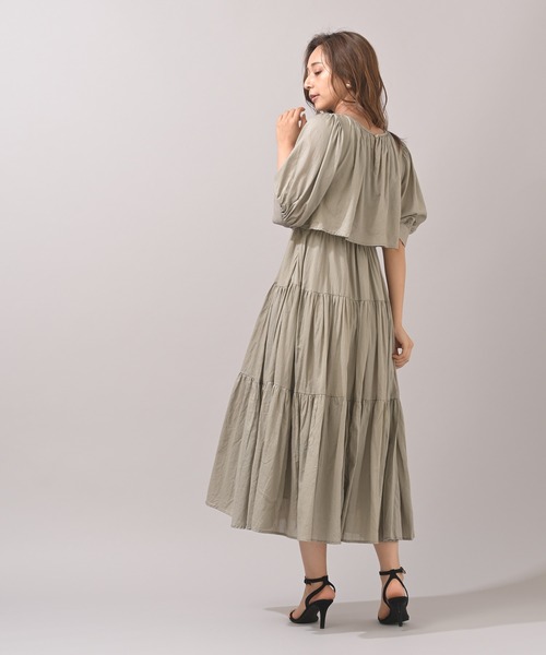 rps（アールピーエス）の「レイヤー風ティアードワンピース（ワンピース・レディース・ブラック/ライトカーキ・M）」の8枚目の写真